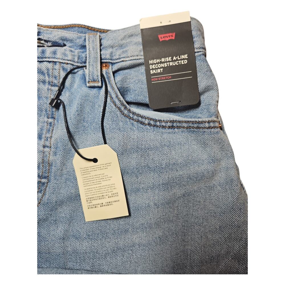 Levi's High Rise A Line Skirt Denim Light Wash Button Fly Women's Size 28 - Picture 5 of 10